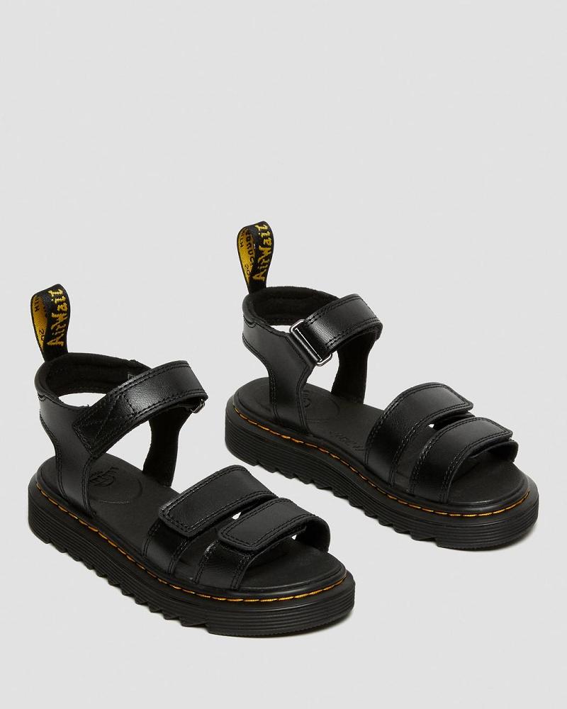 Sandalias Dr Martens Junior Klaire Cuero Correa Niños Negros | MX 107PJJ